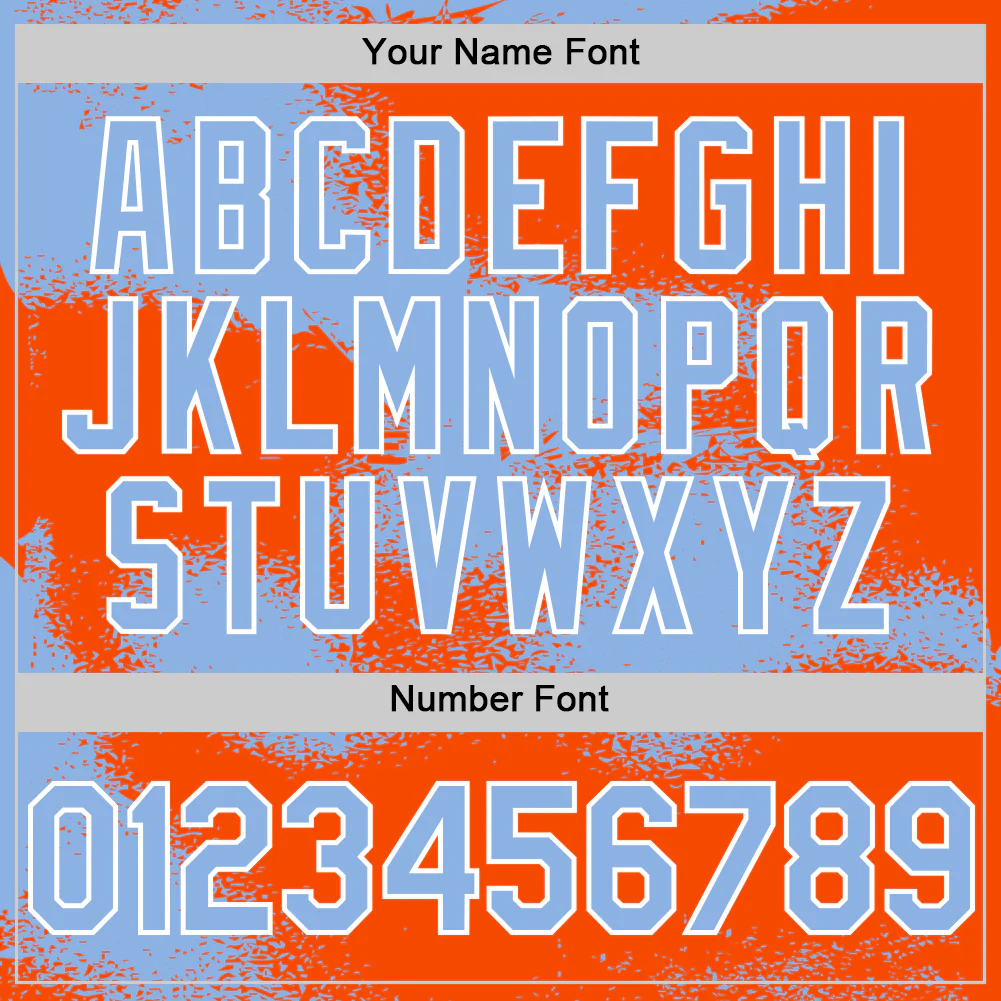 Custom Orange Light Blue-White Abstract Color Blocks Fragment Pattern Bomber Full-Snap Varsity Letterman Hoodie Jacket - Image 6