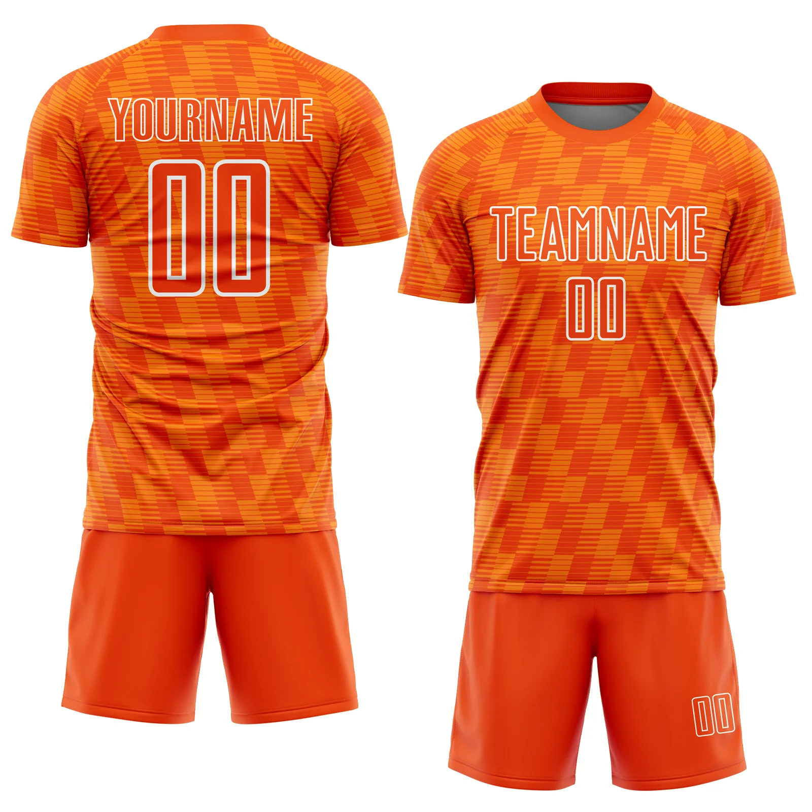 Custom Orange Bay Orange-White Line Sublimation Soccer Uniform Jersey - Image 2