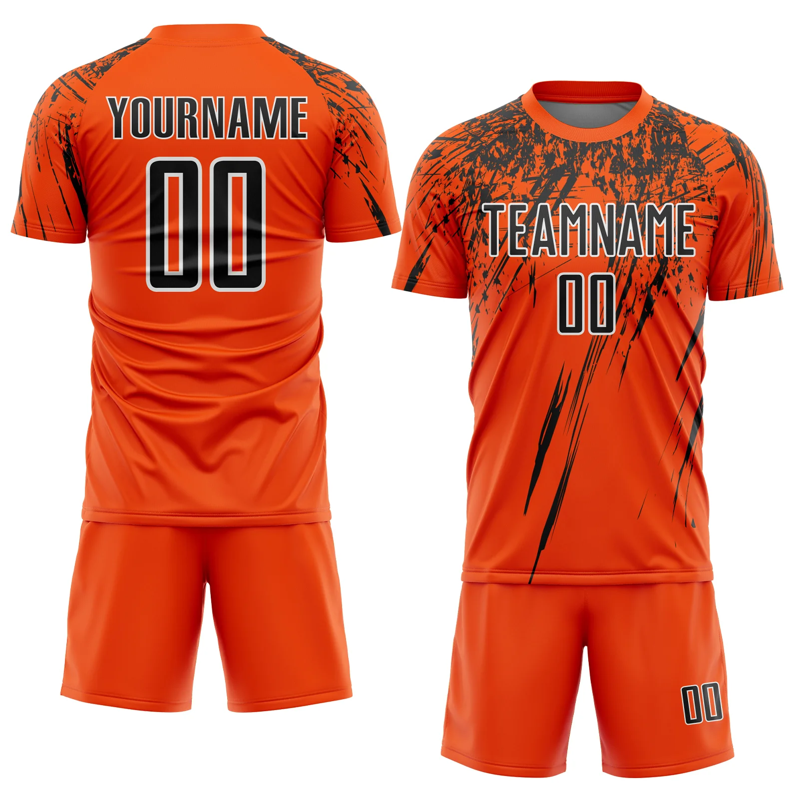 Custom Orange Black-White Splash Sports Sublimation Soccer Uniform Jersey - Image 2