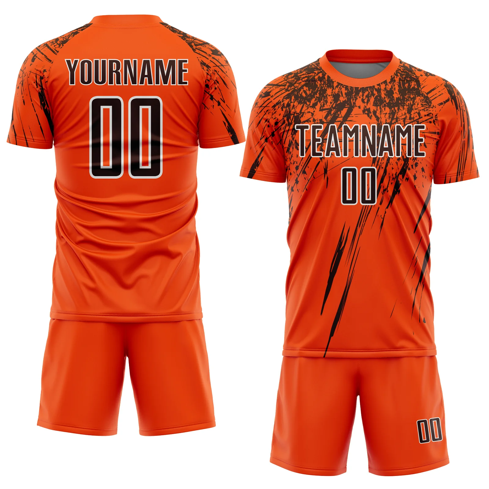 Custom Orange Brown-White Splash Sports Sublimation Soccer Uniform Jersey - Image 2