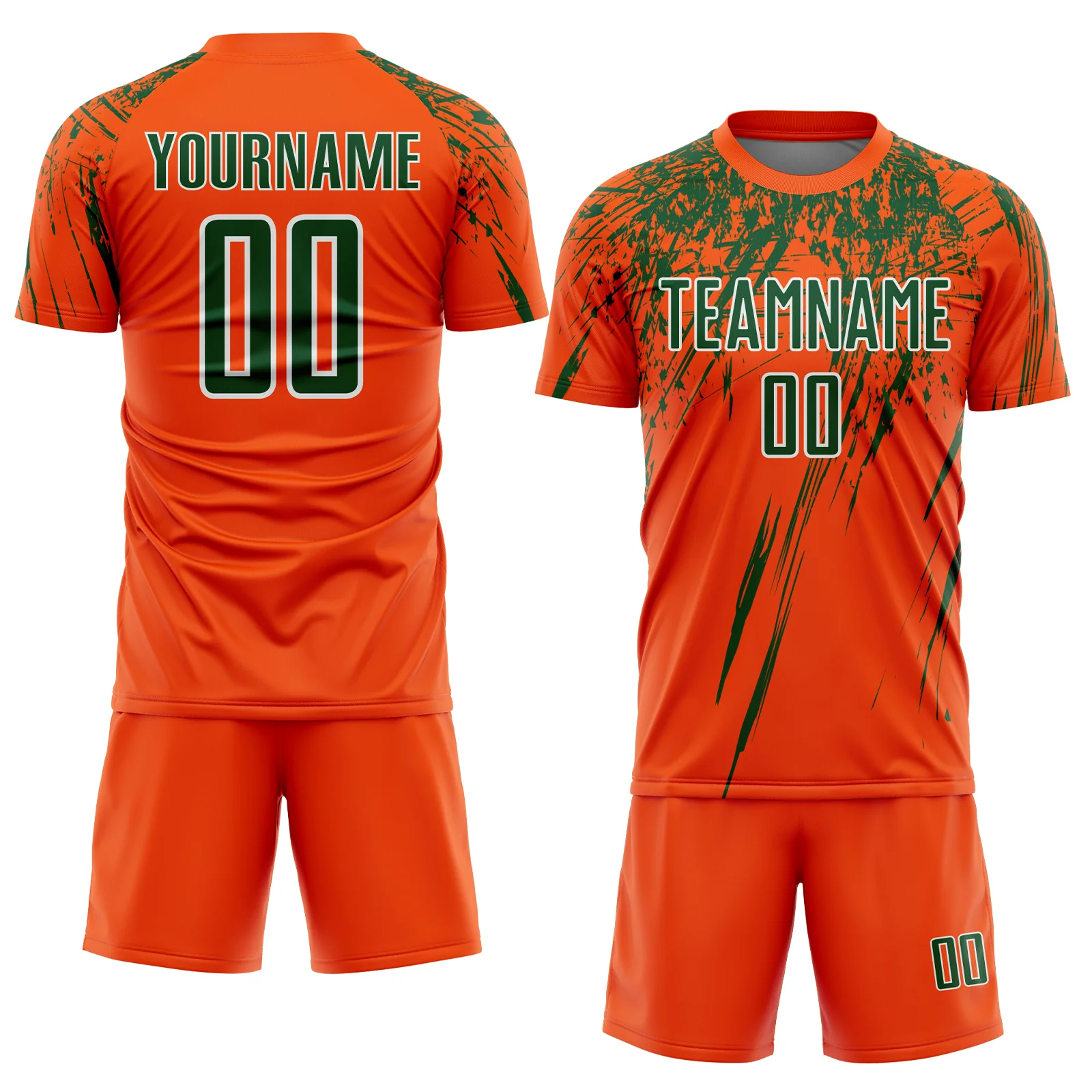 Custom Orange Green-White Splash Sports Sublimation Soccer Uniform Jersey - Image 2