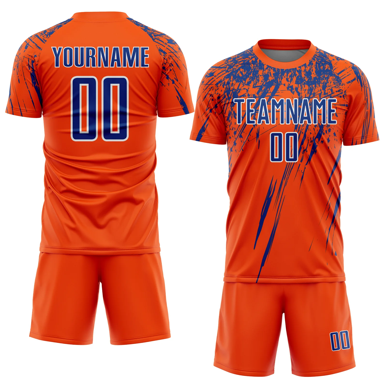 Custom Orange Royal-White Splash Sports Sublimation Soccer Uniform Jersey - Image 2