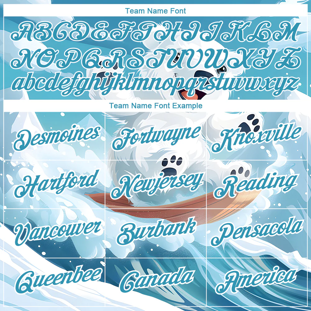 Custom Panther Blue White 3D Pattern Design Extreme Sport Cartoon Animal Bear Skiing Performance T-Shirt - Image 3