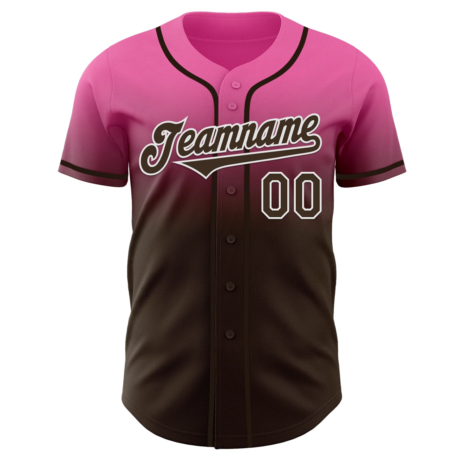Custom Pink Brown-White Authentic Fade Fashion Baseball Jersey - Image 2