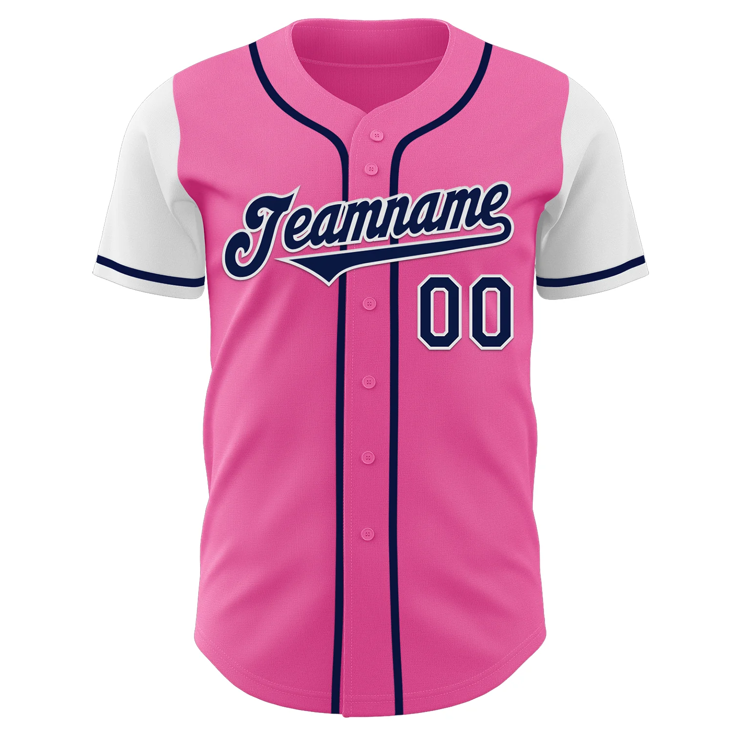 Custom Pink Navy-White Authentic Two Tone Baseball Jersey - Image 2