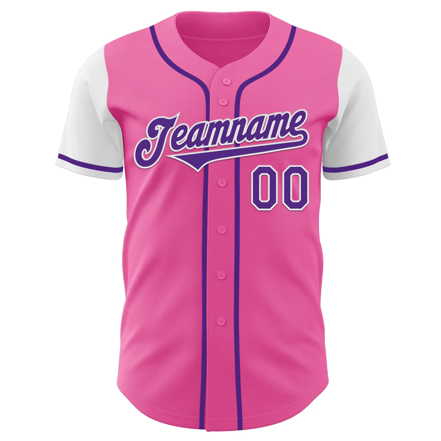 Custom Pink Purple-White Authentic Two Tone Baseball Jersey - Image 2