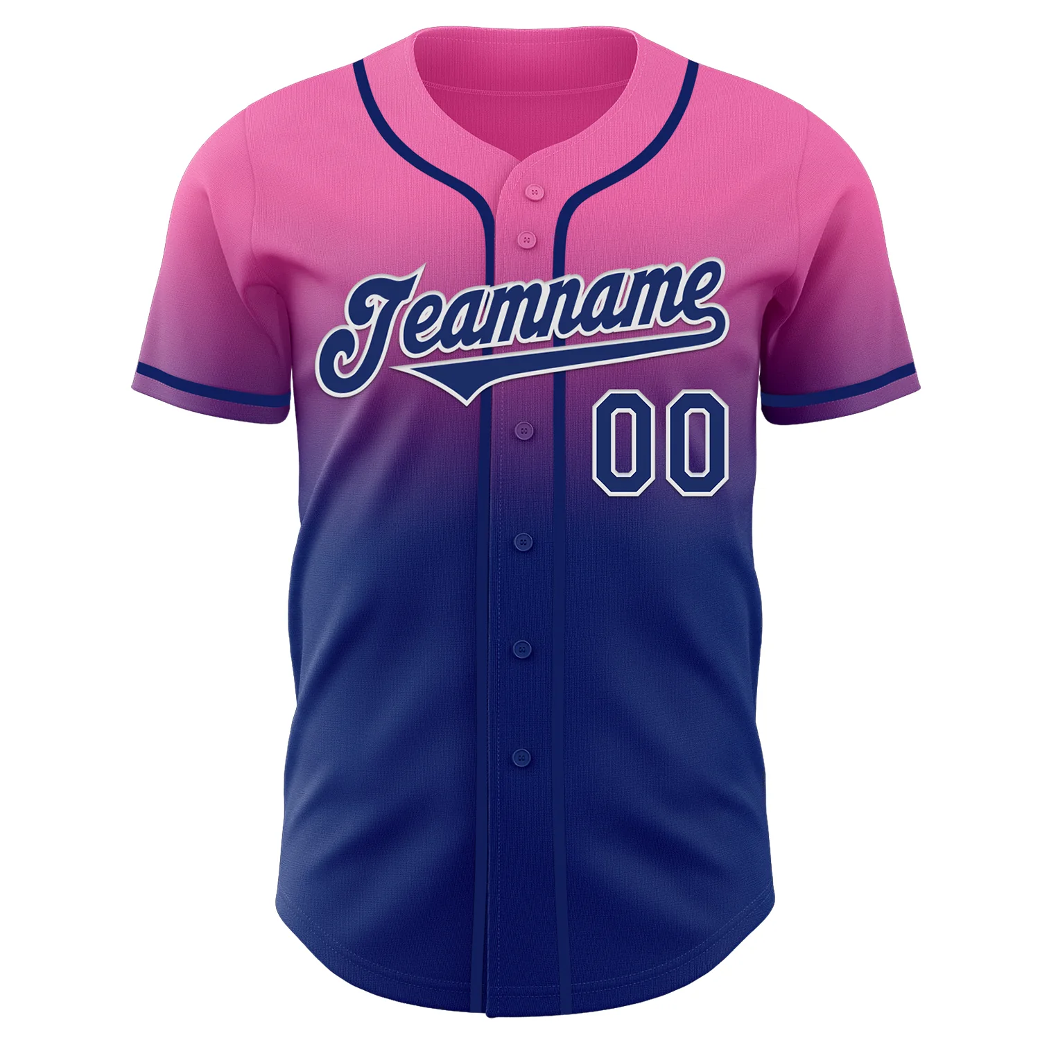 Custom Pink Royal-White Authentic Fade Fashion Baseball Jersey - Image 2