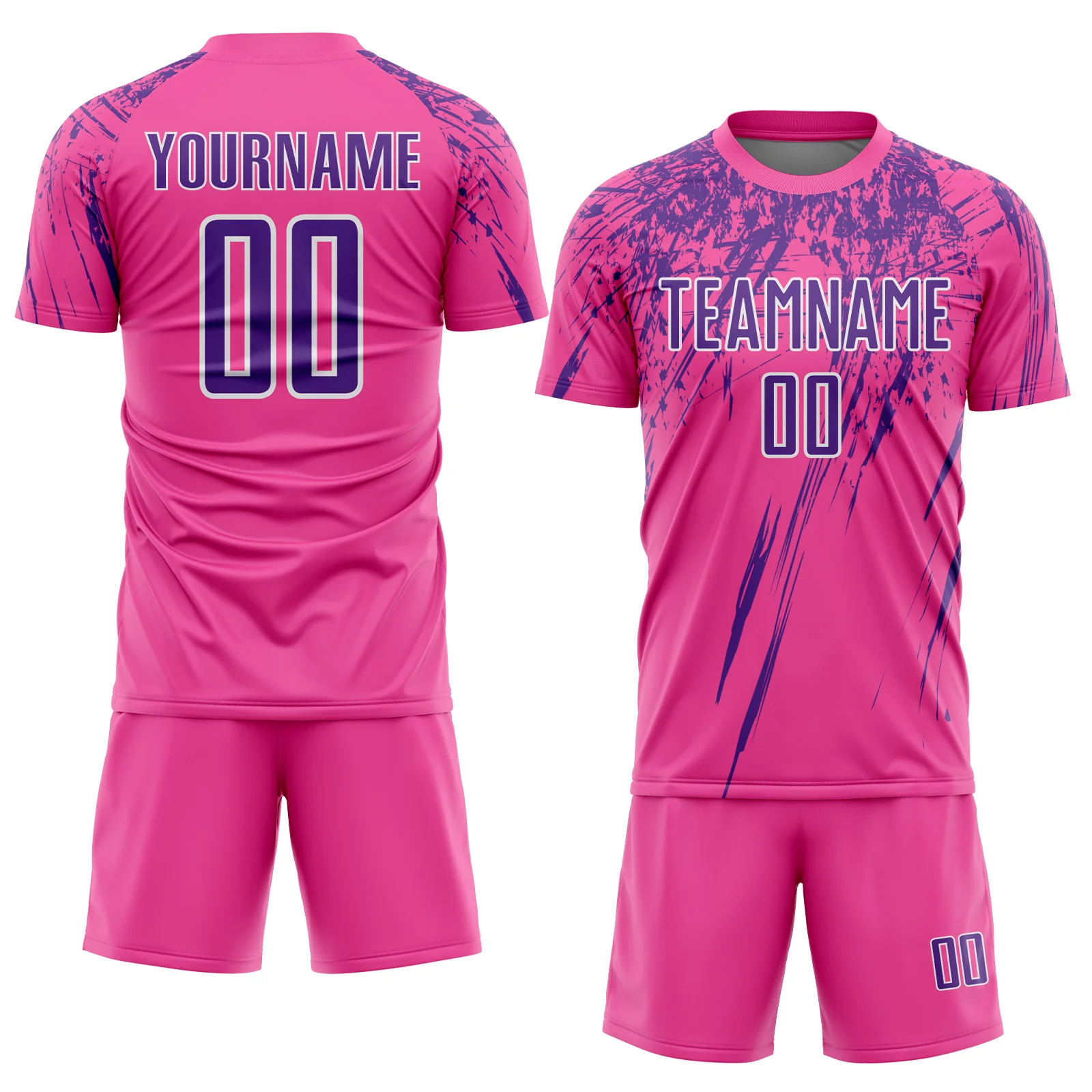 Custom Pink Purple-White Splash Sports Sublimation Soccer Uniform Jersey - Image 2