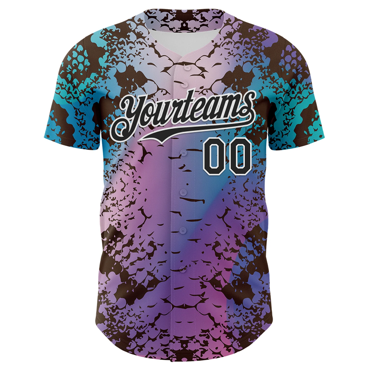 Custom Pink Black-White 3D Pattern Design Rave Psychedelic Snakeskin Authentic Baseball Jersey - Image 2