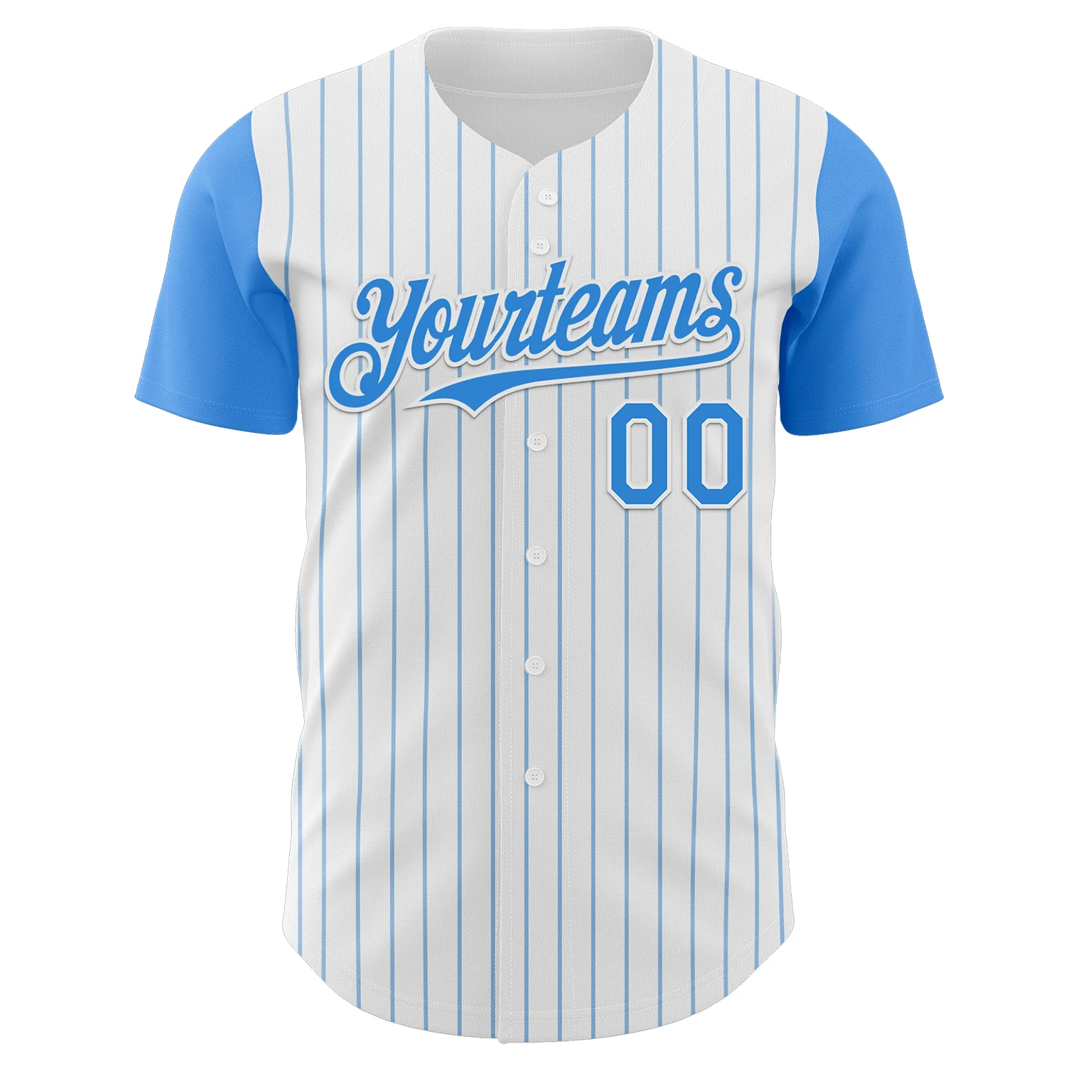 Custom White Electric Blue Pinstripe Electric Blue Authentic Two Tone Baseball Jersey - Image 2