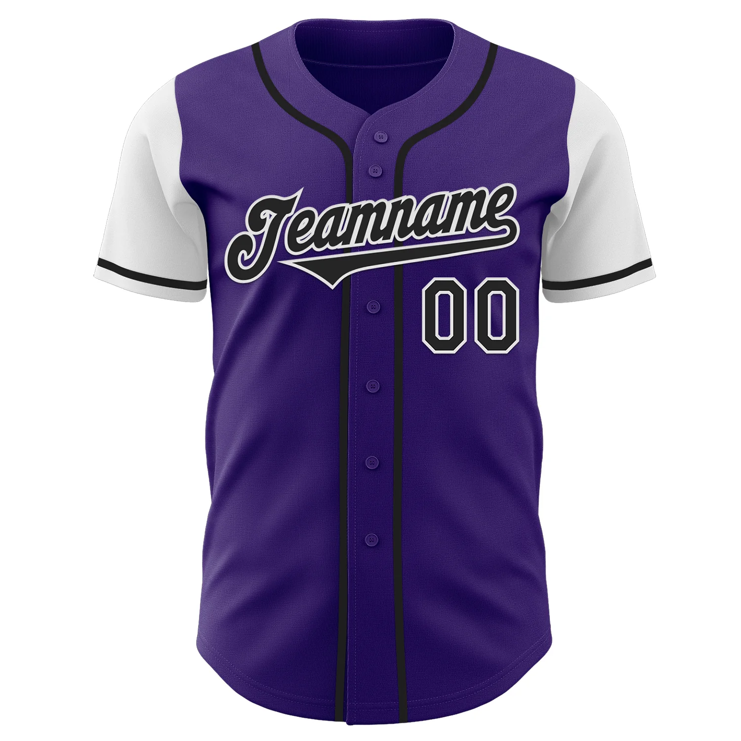 Custom Purple Black-White Authentic Two Tone Baseball Jersey - Image 2