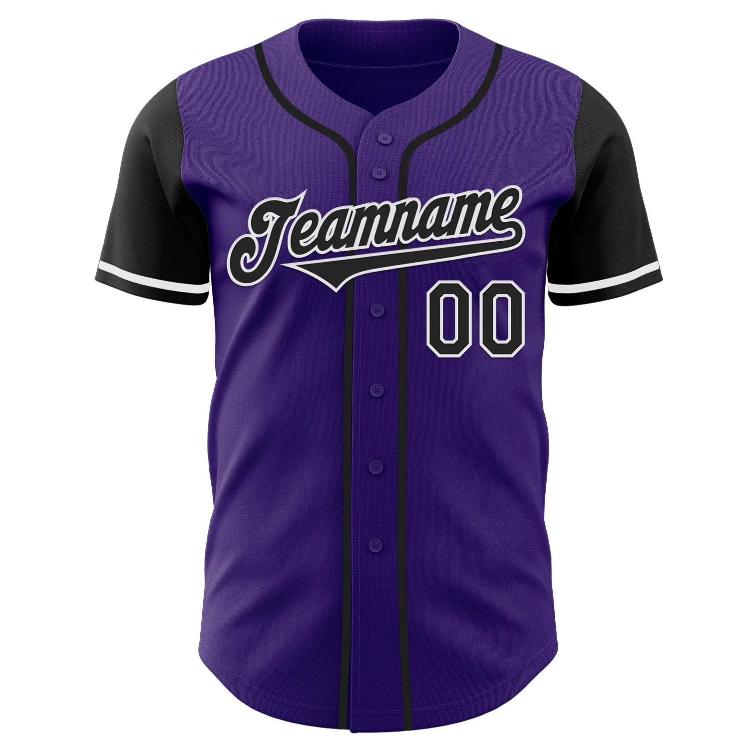 Custom Purple Black-White Authentic Two Tone Baseball Jersey - Image 2