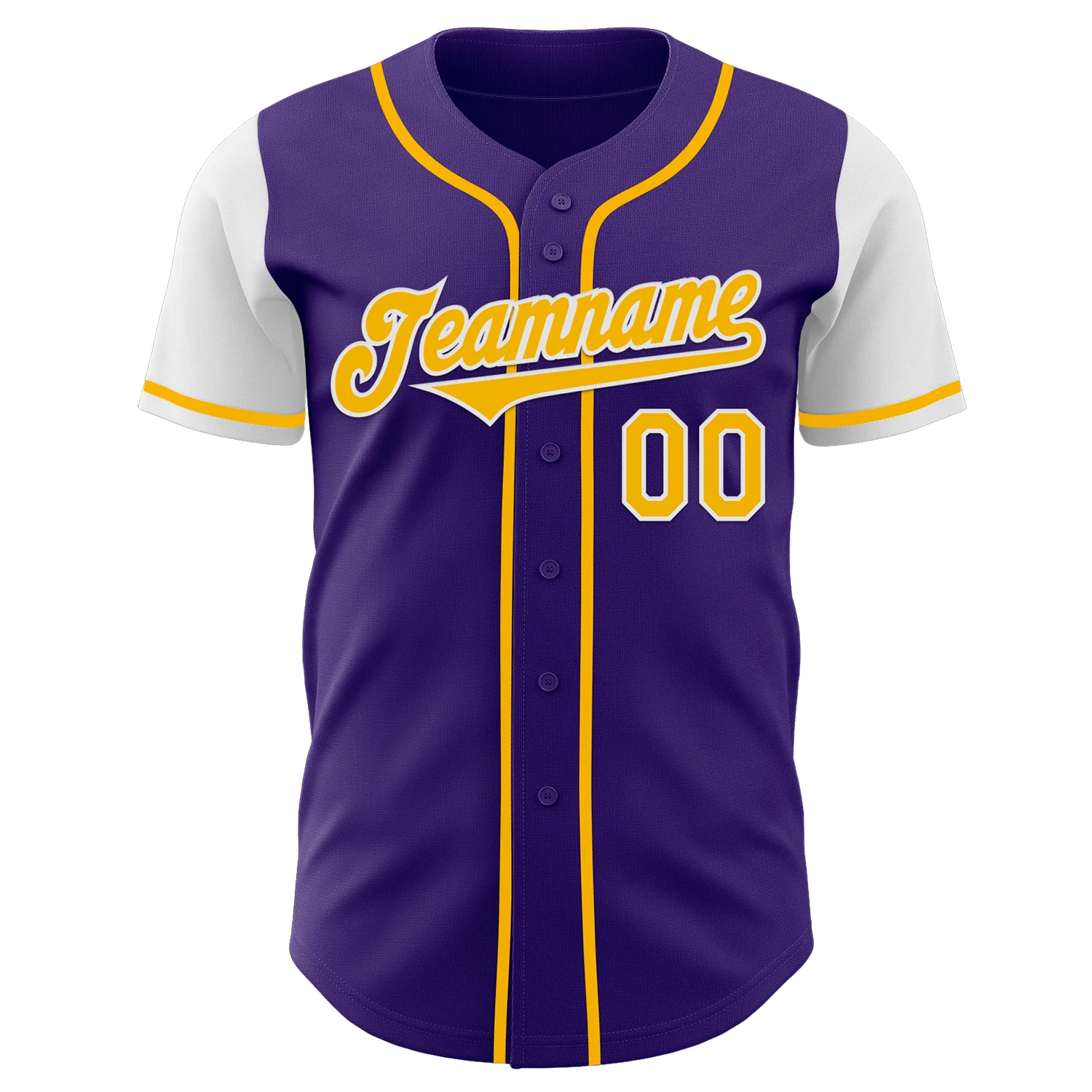 Custom Purple Gold-White Authentic Two Tone Baseball Jersey - Image 2
