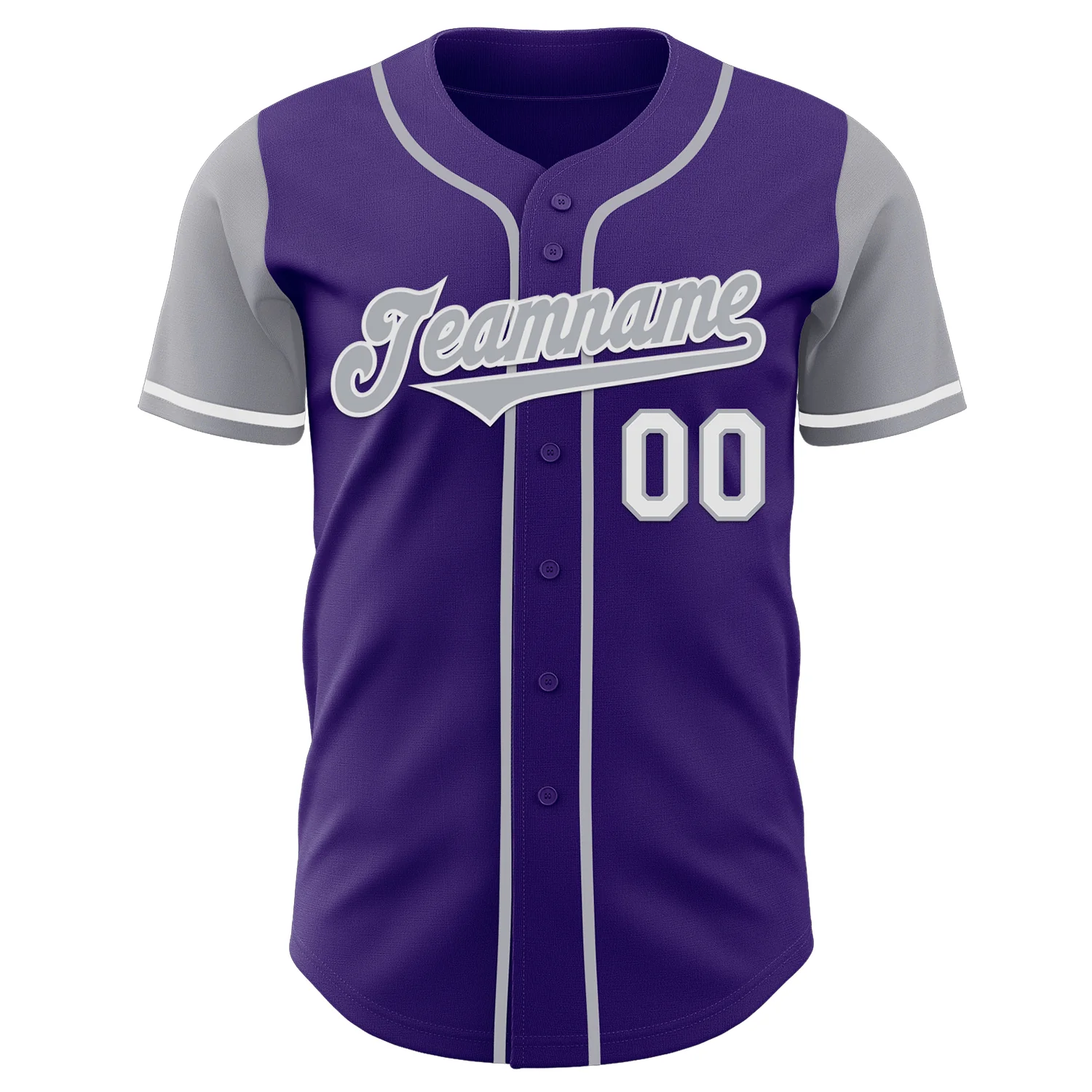 Custom Purple Gray-White Authentic Two Tone Baseball Jersey - Image 2