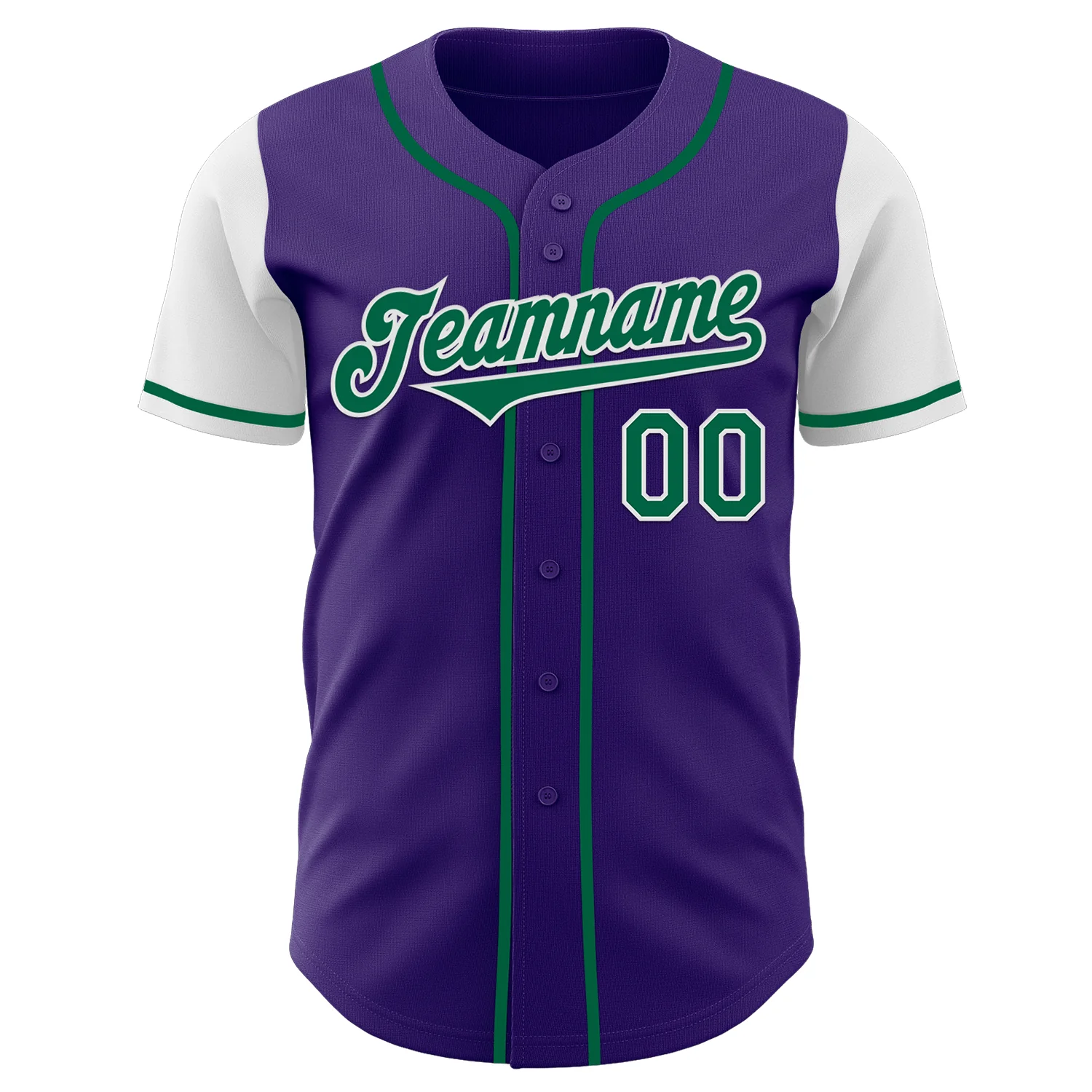 Custom Purple Kelly Green-White Authentic Two Tone Baseball Jersey - Image 2