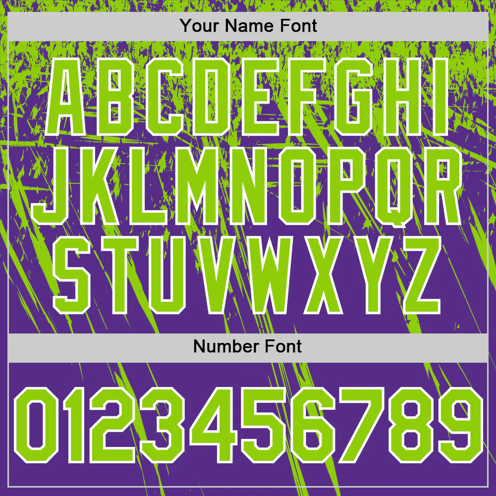 Custom Purple Neon Green-White Distressed Scratch Brush Stroke Authentic Baseball Jersey - Image 5