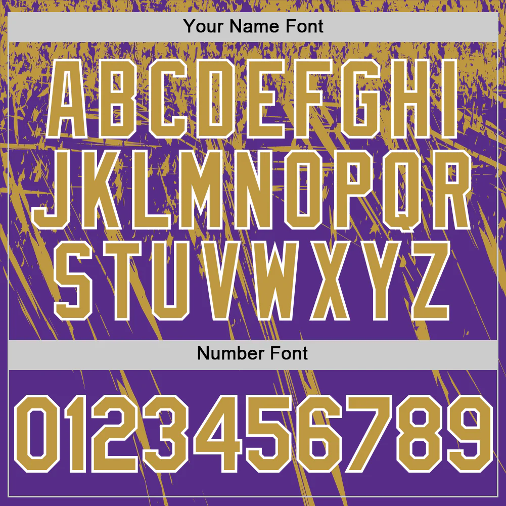 Custom Purple Old Gold-White Distressed Scratch Brush Stroke Authentic Baseball Jersey - Image 5
