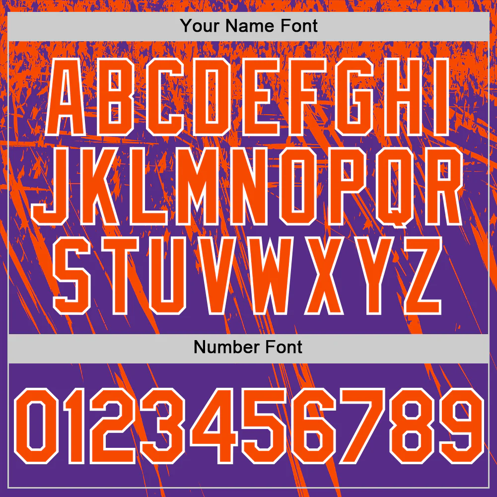 Custom Purple Orange-White Distressed Scratch Brush Stroke Authentic Baseball Jersey - Image 5