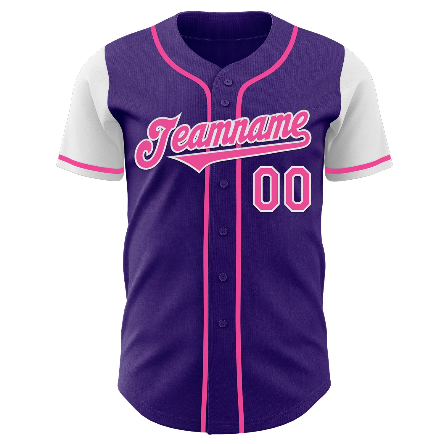 Custom Purple Pink-White Authentic Two Tone Baseball Jersey - Image 2