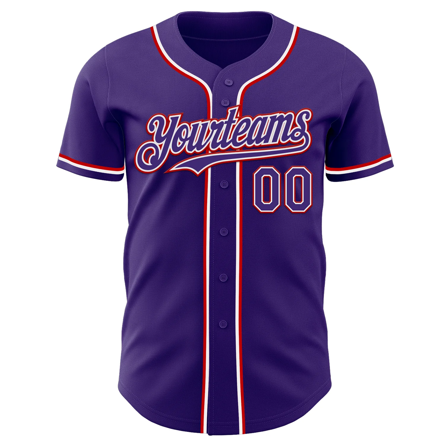 Custom Purple White-Red Authentic Baseball Jersey - Image 2