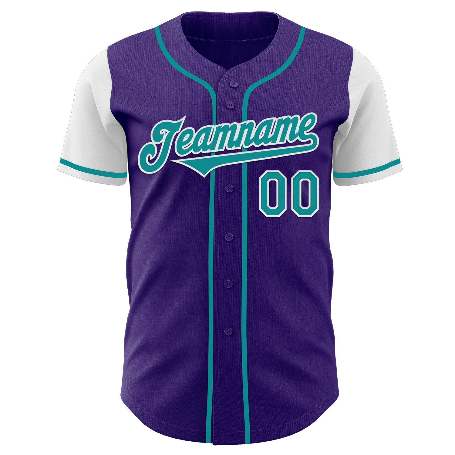 Custom Purple Teal-White Authentic Two Tone Baseball Jersey - Image 2