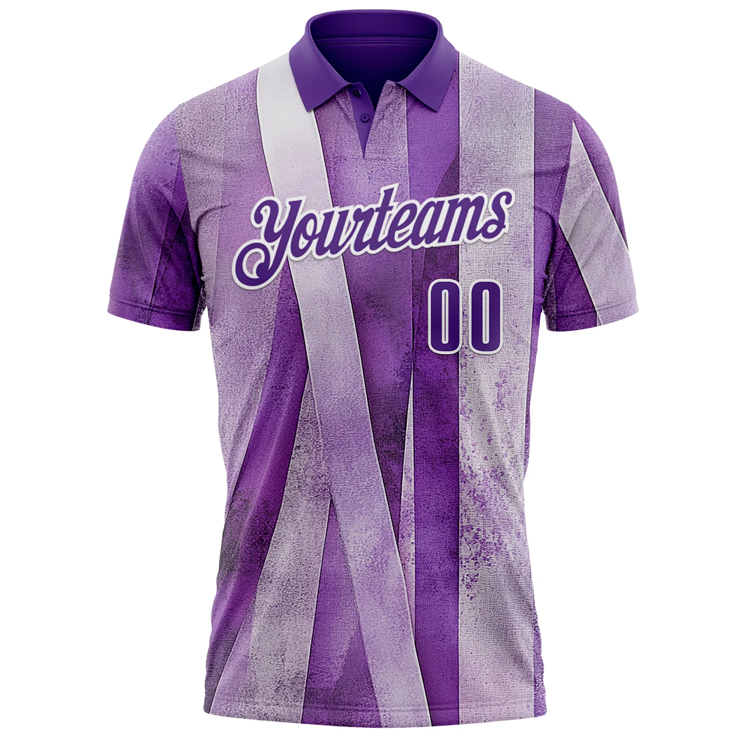 Custom Purple White 3D Pattern Design Purple Ribbon Testicular Cancer Awareness Performance Polo Shirt - Image 2
