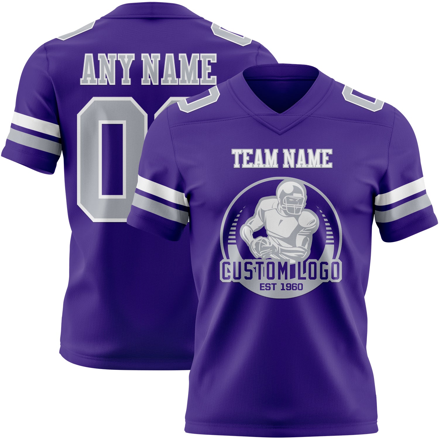 Custom Purple Gray-White Authentic Football Jersey - Image 2