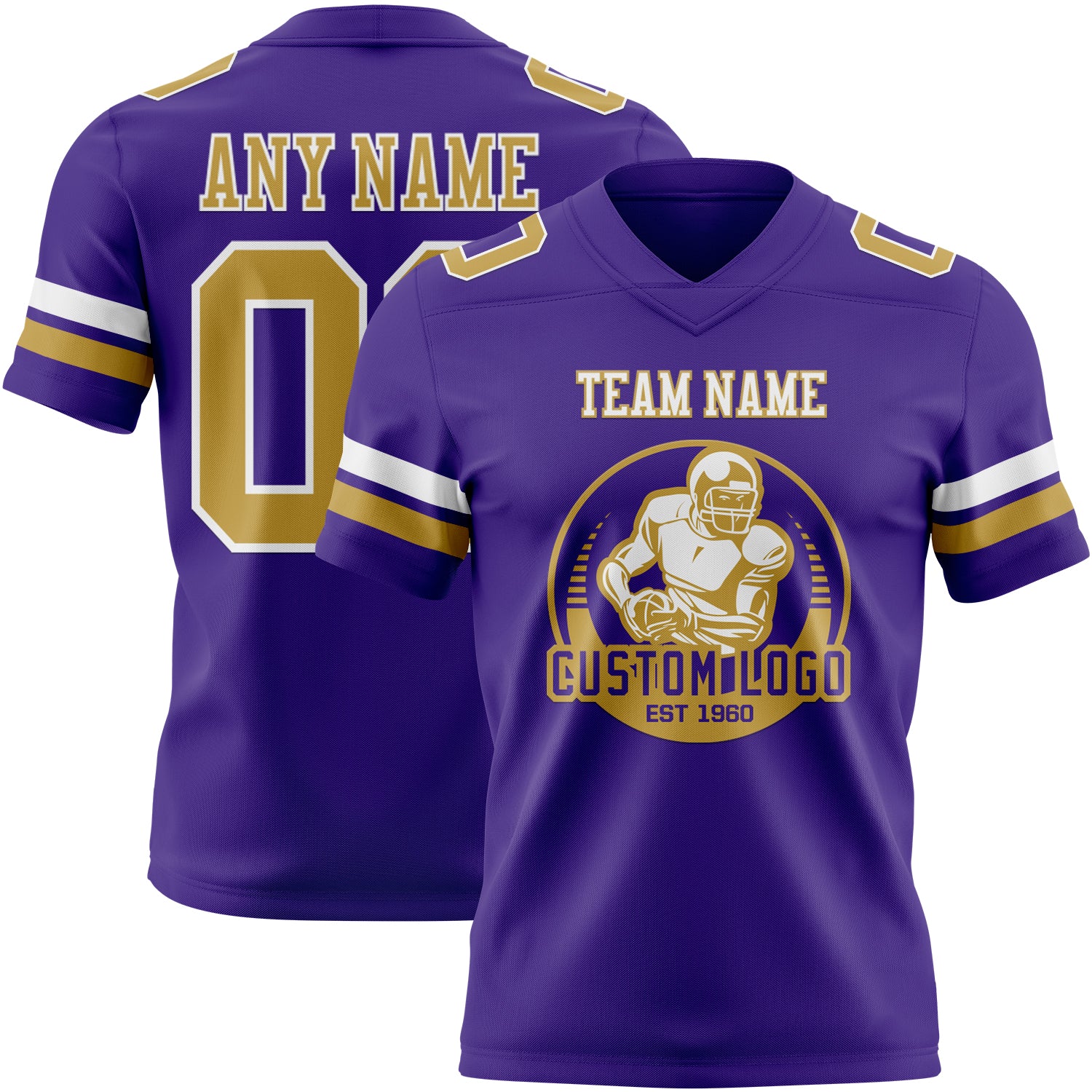 Custom Purple Old Gold-White Authentic Football Jersey - Image 2