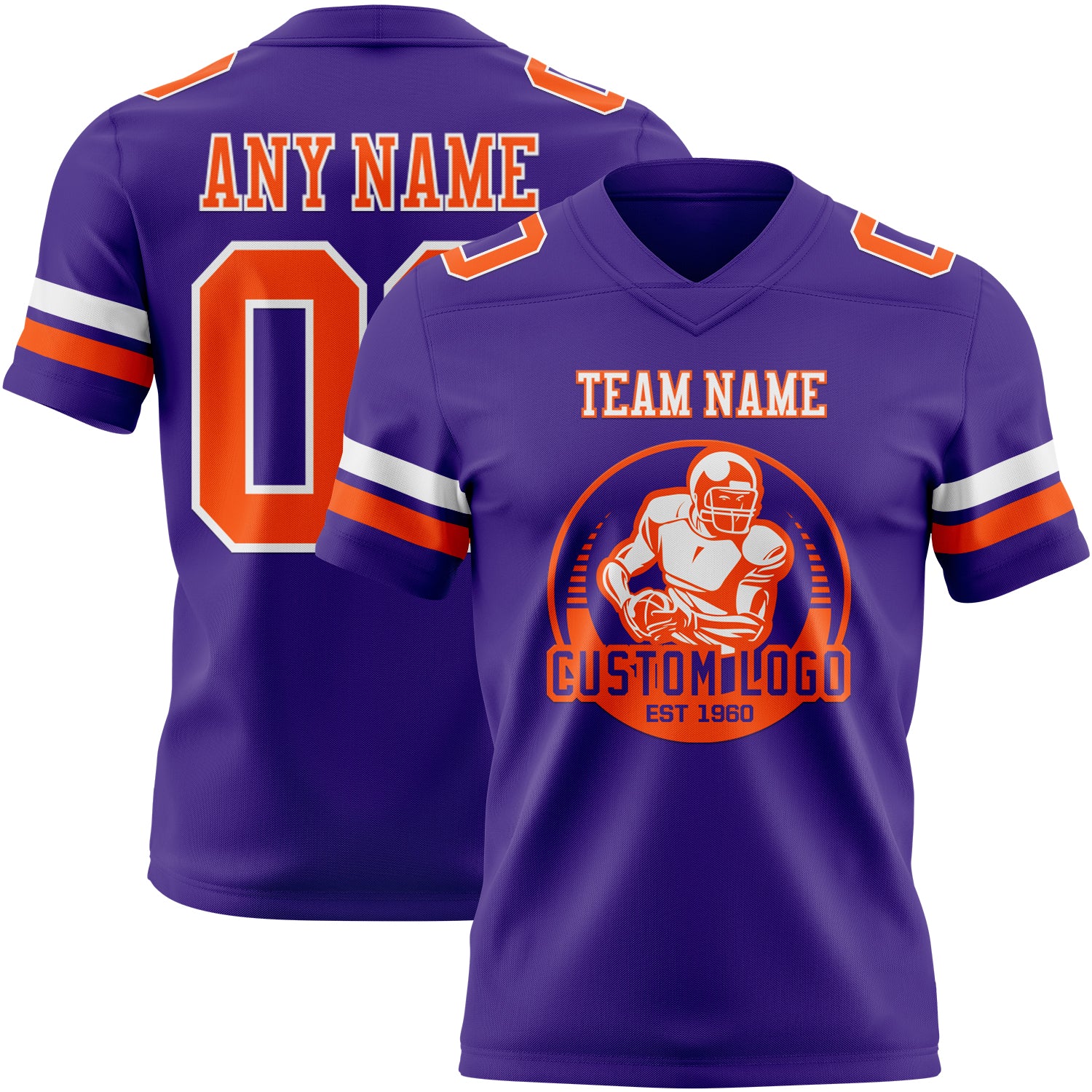 Custom Purple Orange-White Authentic Football Jersey - Image 2