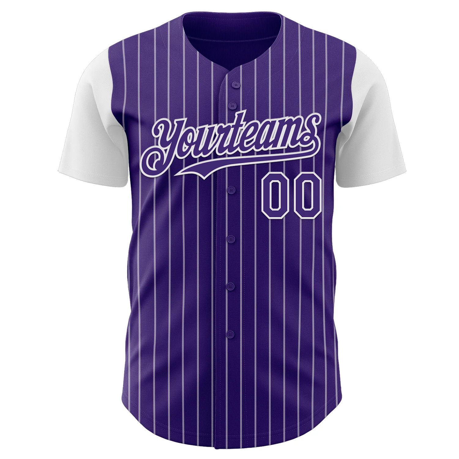 Custom Purple White Pinstripe White Authentic Two Tone Baseball Jersey - Image 2