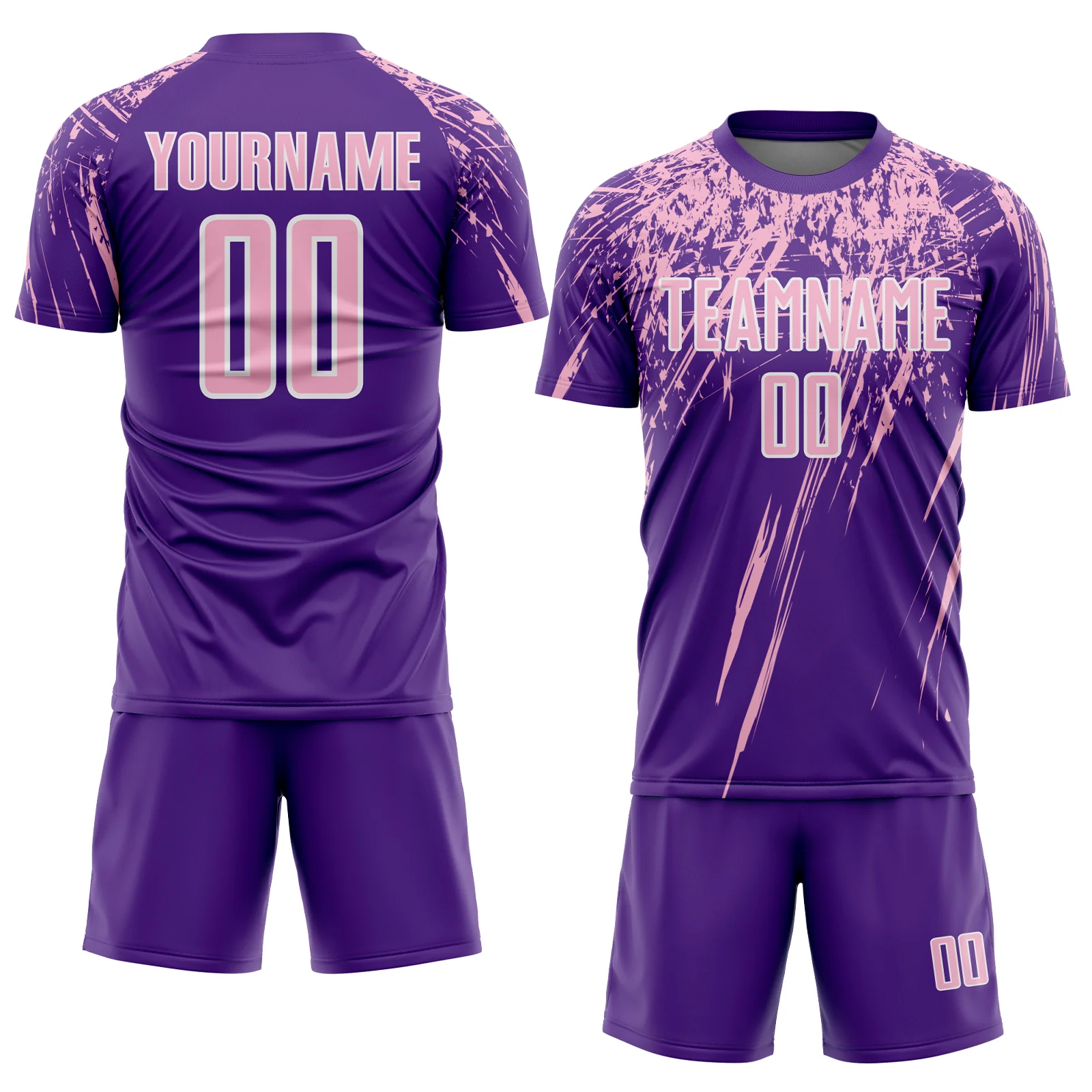 Custom Purple Light Pink-White Splash Sports Sublimation Soccer Uniform Jersey - Image 2