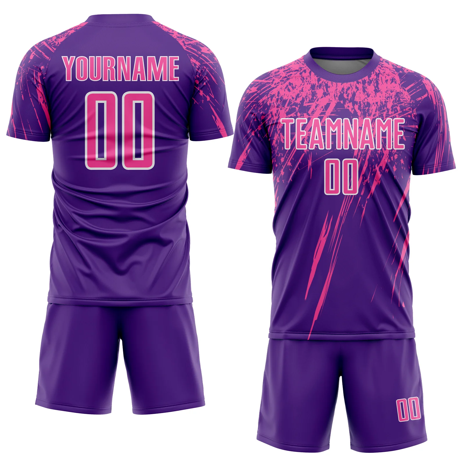 Custom Purple Pink-White Splash Sports Sublimation Soccer Uniform Jersey - Image 2