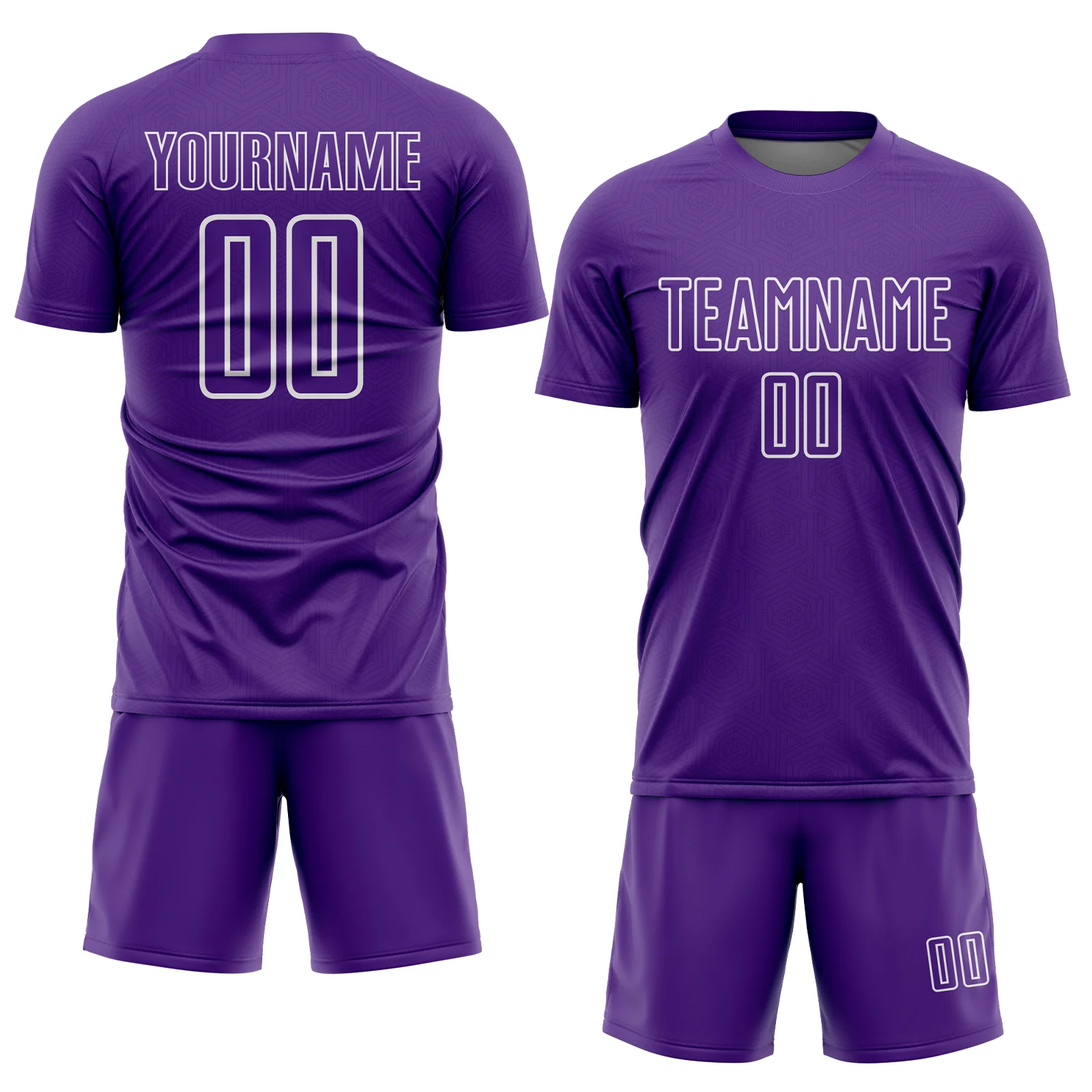 Custom Purple White Geometric Shape Sublimation Soccer Uniform Jersey - Image 2