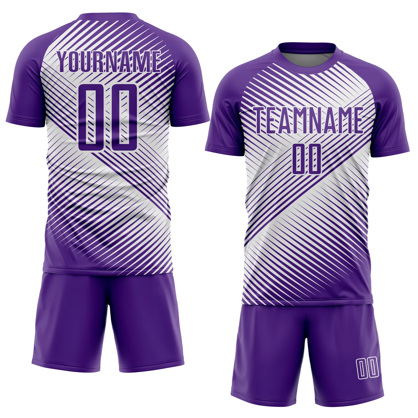 Custom Purple White Line Sublimation Soccer Uniform Jersey - Image 2