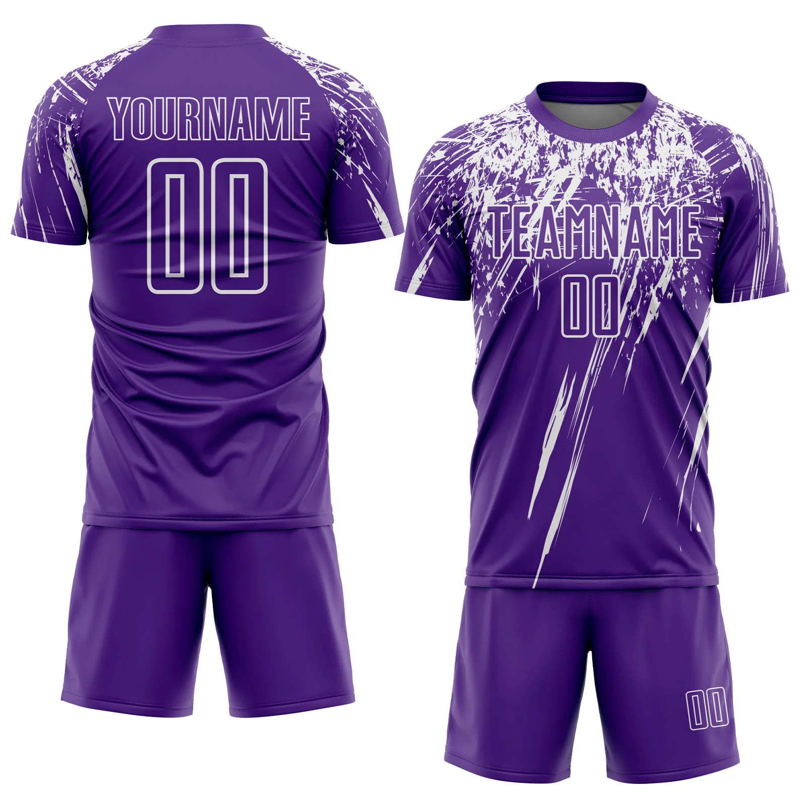 Custom Purple White Splash Sports Sublimation Soccer Uniform Jersey - Image 2