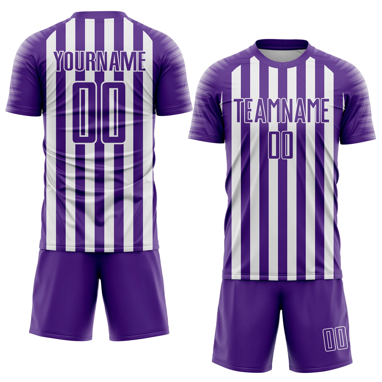 Custom Purple White Stripe Sports Sublimation Soccer Uniform Jersey - Image 2
