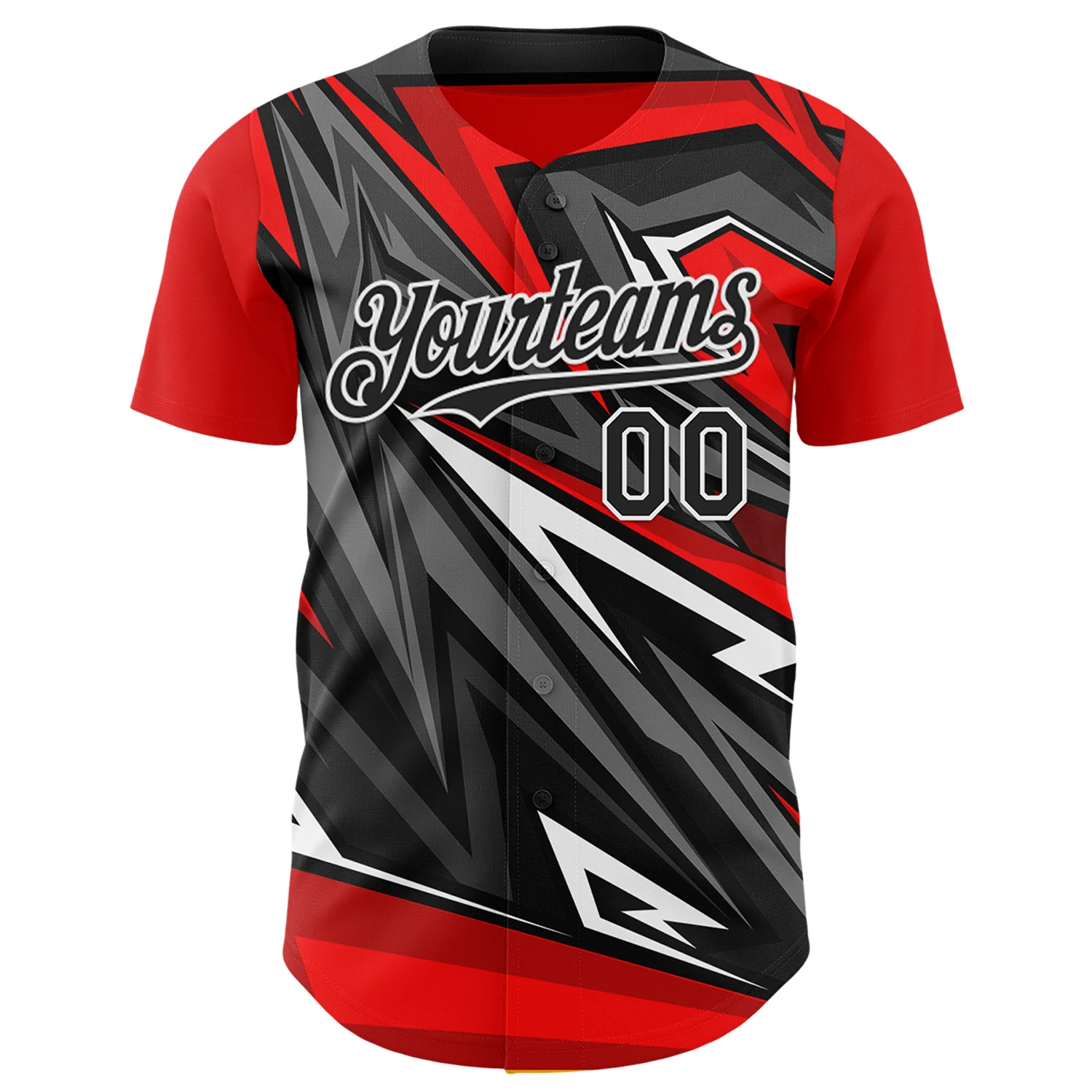 Custom Red Black White-Gray Car Racing Formula Auto Motorsport Authentic Baseball Jersey - Image 2