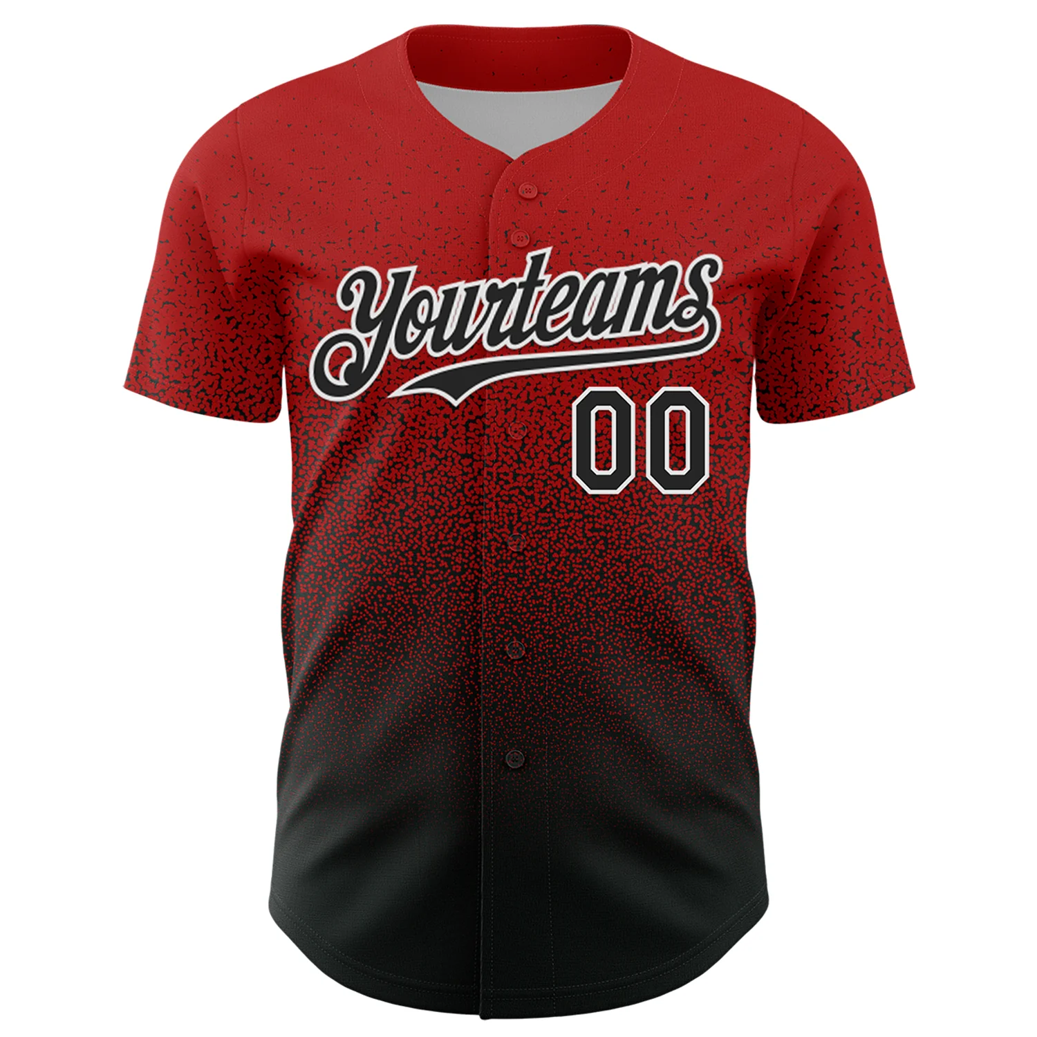 Custom Red Black-White Fade Fashion Speckle Authentic Baseball Jersey - Image 2