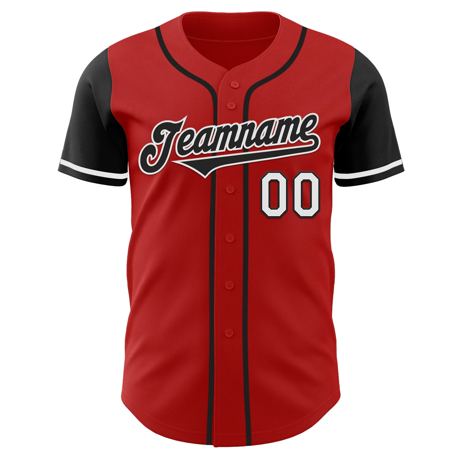 Custom Red Black-White Authentic Two Tone Baseball Jersey - Image 2
