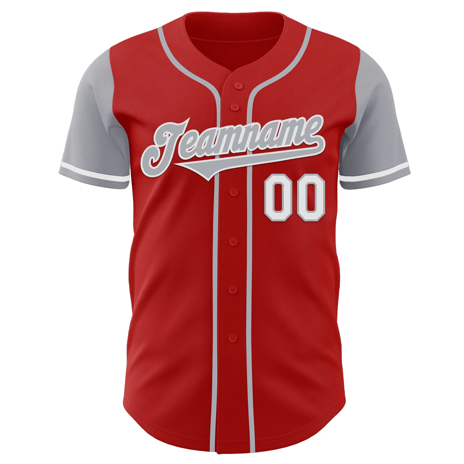 Custom Red Gray-White Authentic Two Tone Baseball Jersey - Image 2