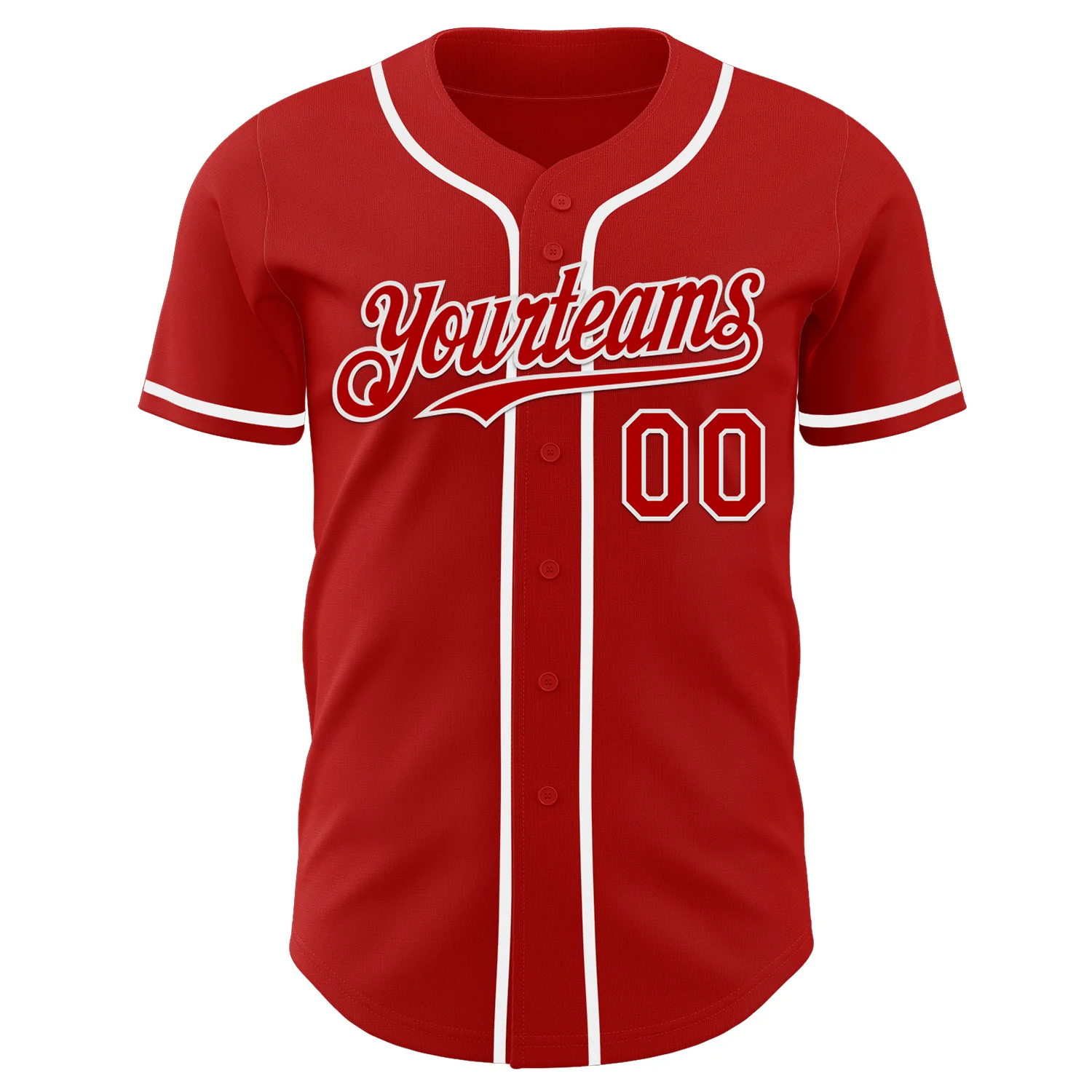 Custom Red White Authentic Baseball Jersey - Image 2
