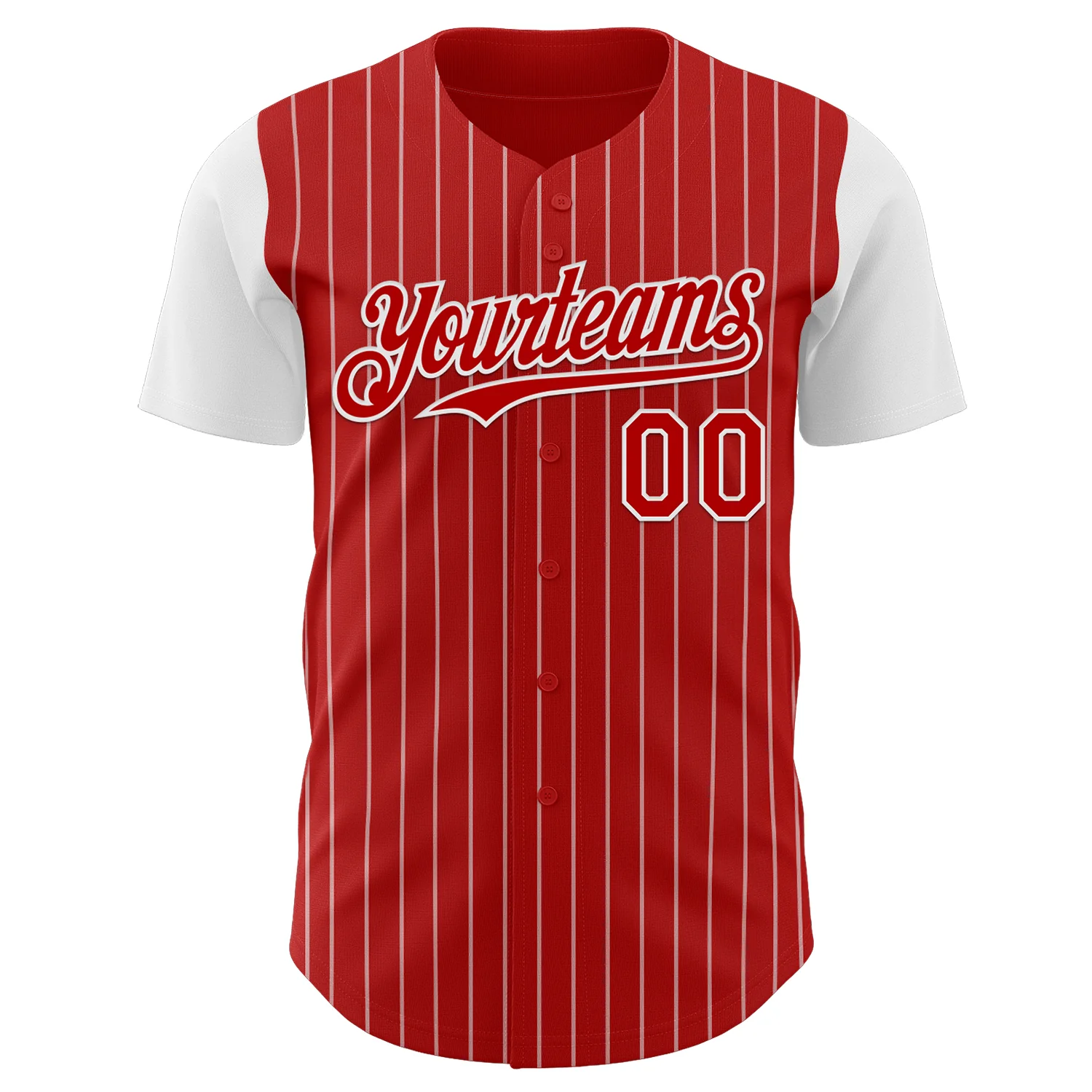 Custom Red White Pinstripe White Authentic Two Tone Baseball Jersey - Image 2