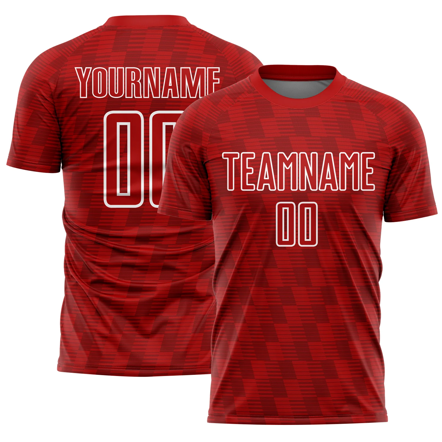 Custom Red White Line Sublimation Soccer Uniform Jersey