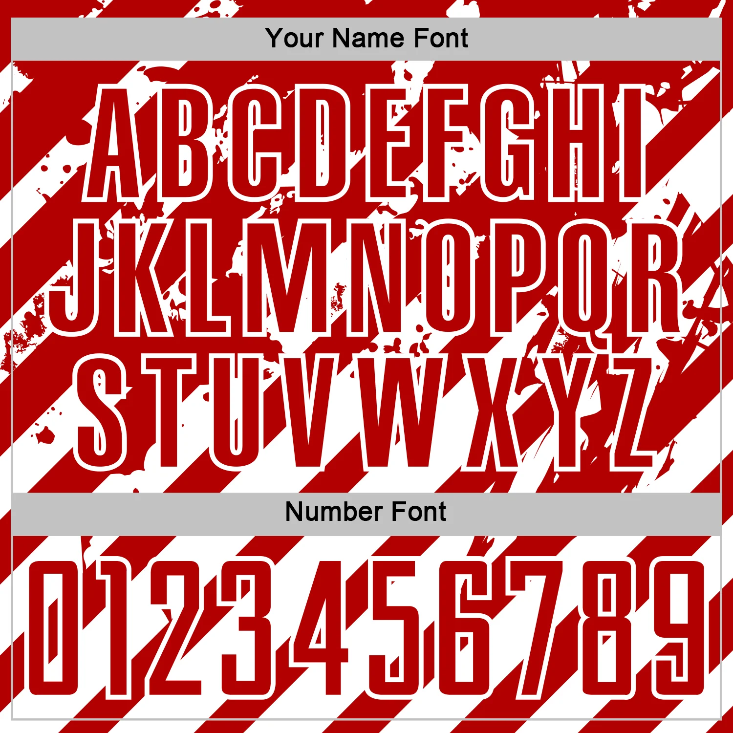 Custom Red White Distressed Diagonal Stripe Pattern Sports Sublimation Soccer Uniform Jersey - Image 6