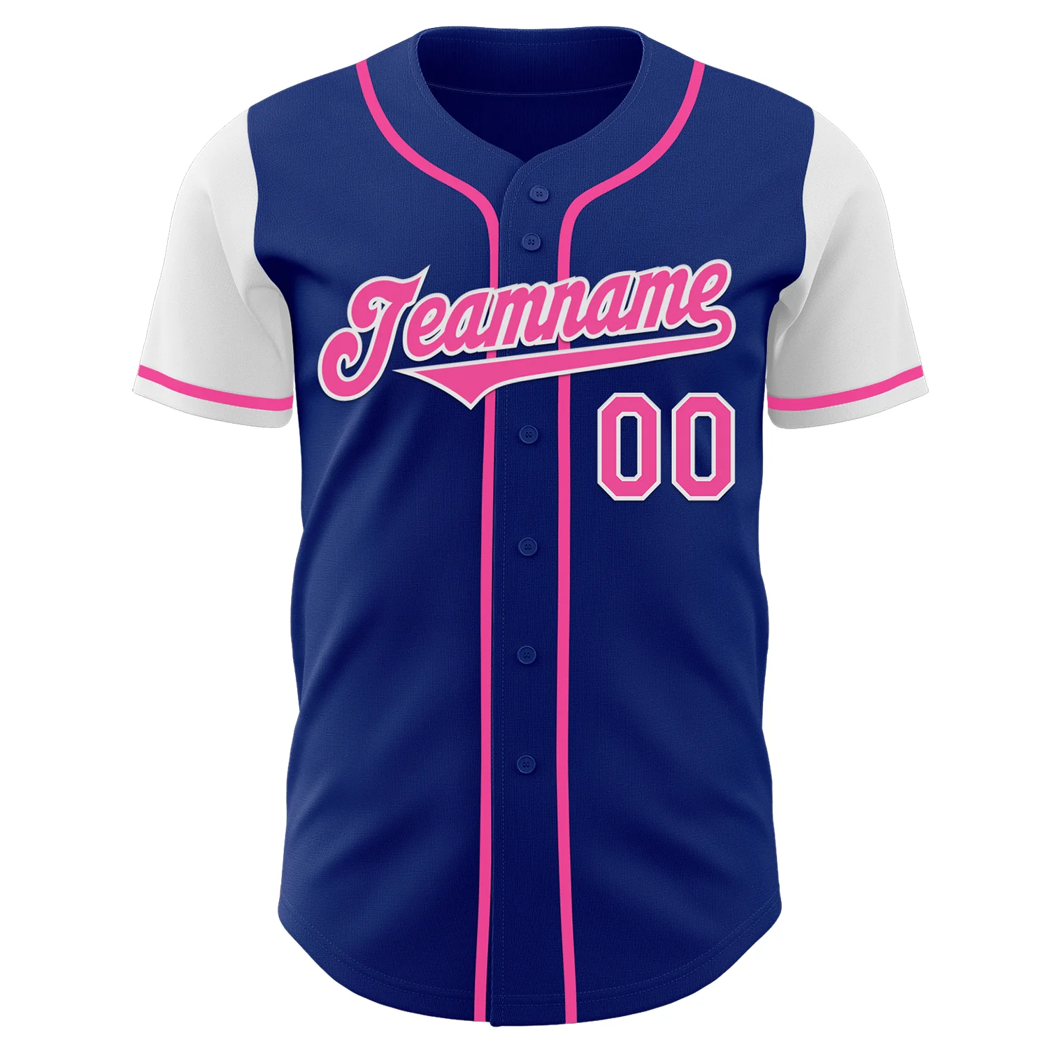 Custom Royal Pink-White Authentic Two Tone Baseball Jersey - Image 2