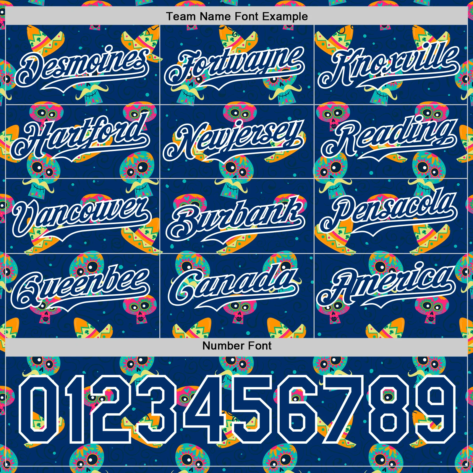 Custom Royal White Sugar Skull Day of the Dead Mexican Folk Art Authentic Baseball Jersey - Image 5