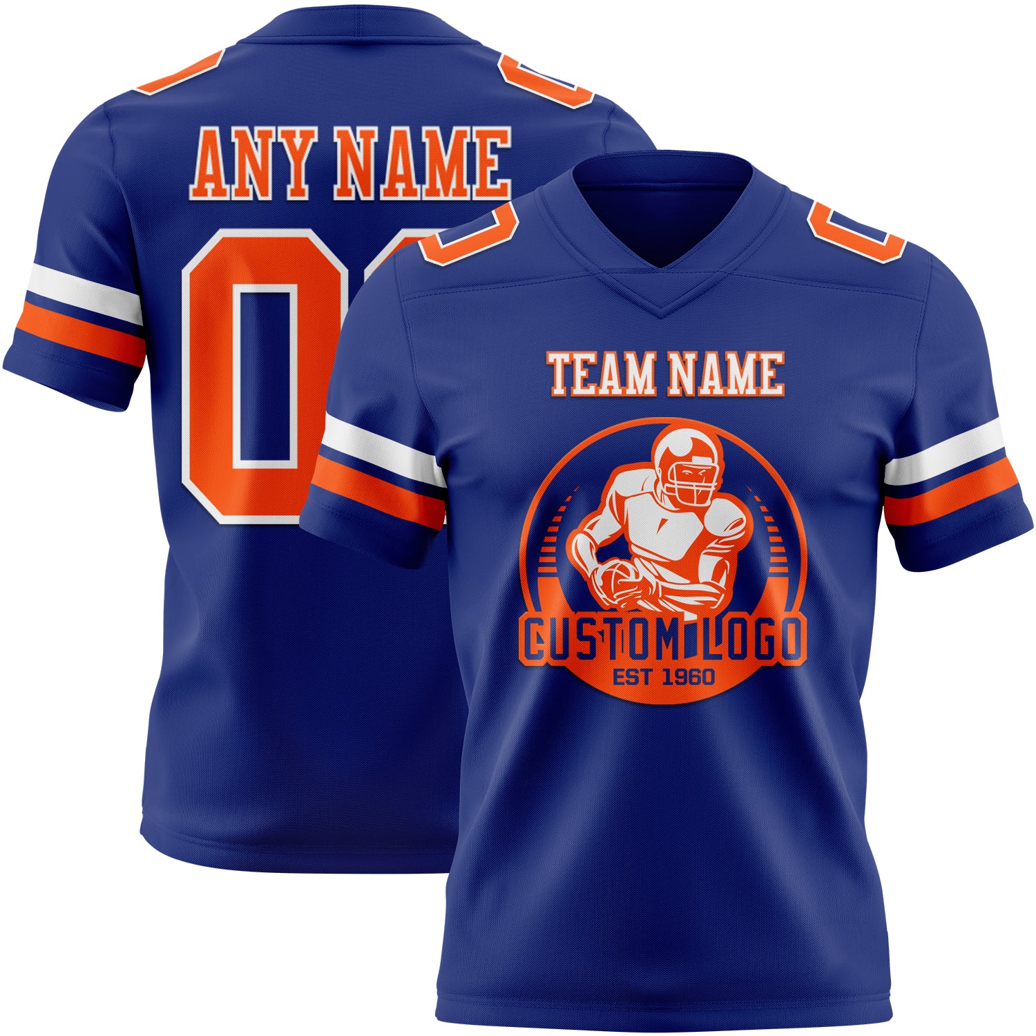 Custom Royal Orange-White Authentic Football Jersey - Image 2