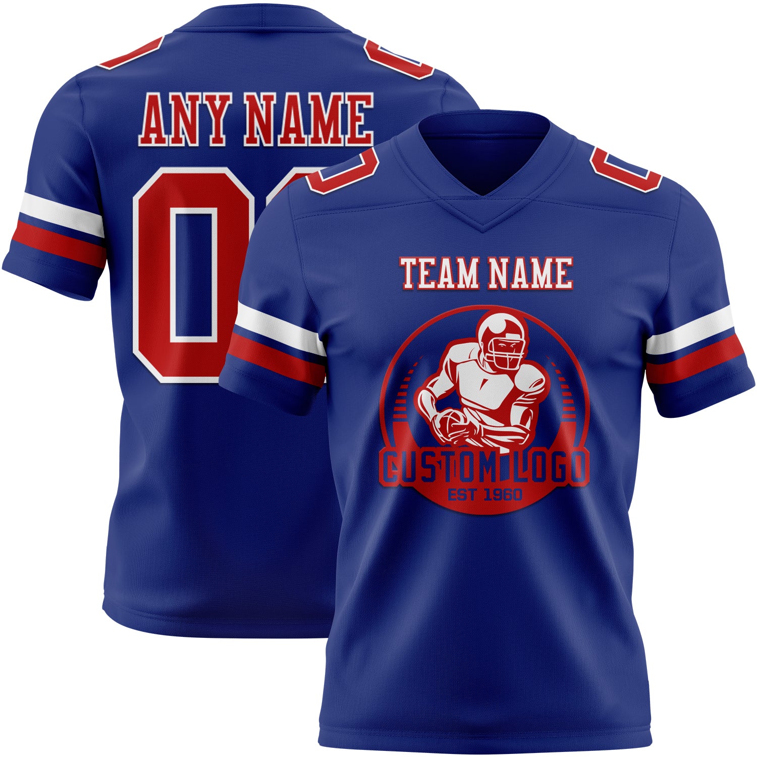 Custom Royal Red-White Authentic Football Jersey - Image 2