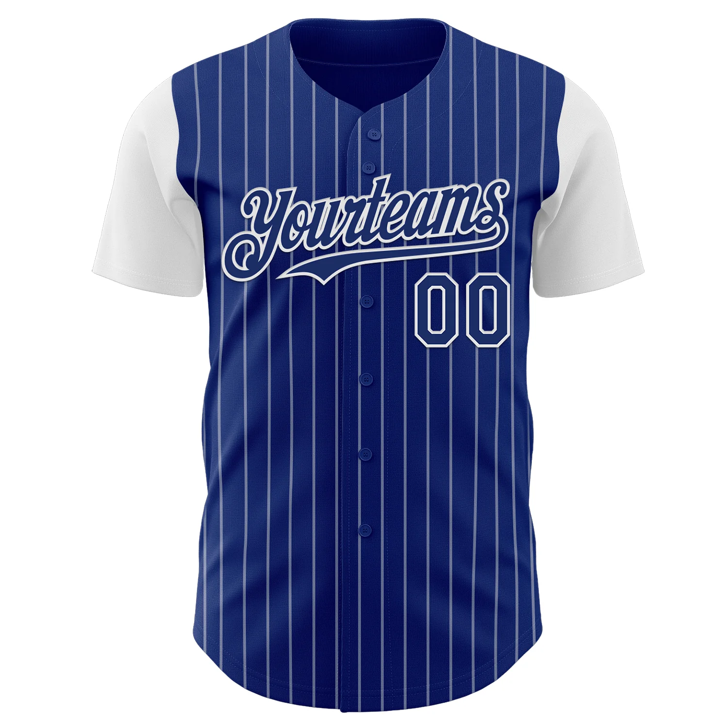Custom Royal White Pinstripe White Authentic Two Tone Baseball Jersey - Image 2