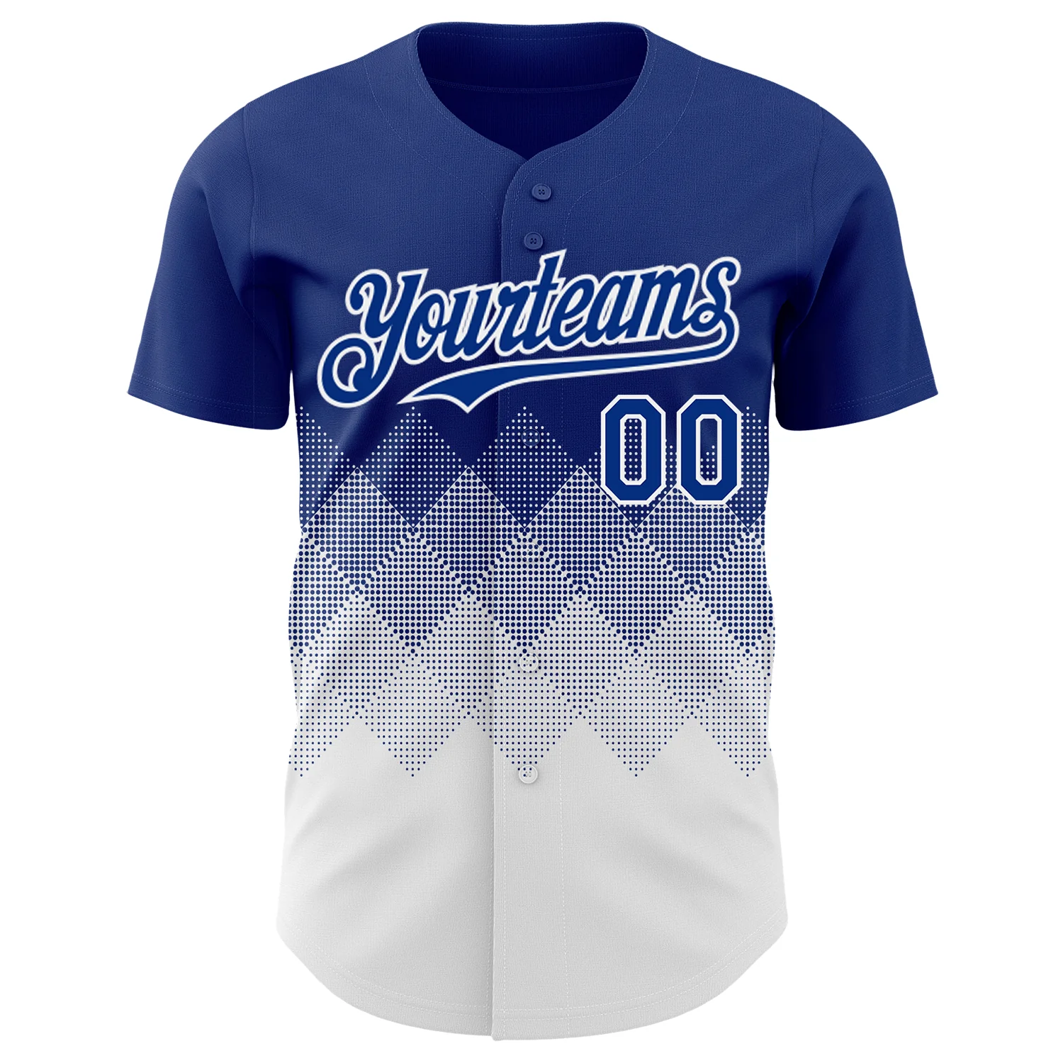 Custom Royal White 3D Gradient Square Shape Authentic Baseball Jersey - Image 2